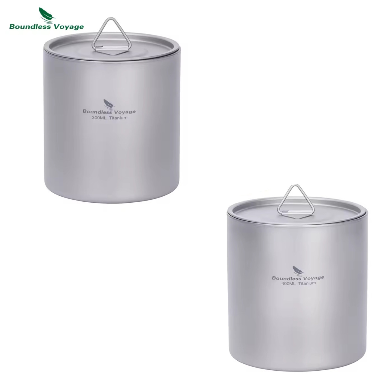 Титанові чашки з подвійними стінками 400 + 300 мл Boundless Voyage + чохли, фото 1