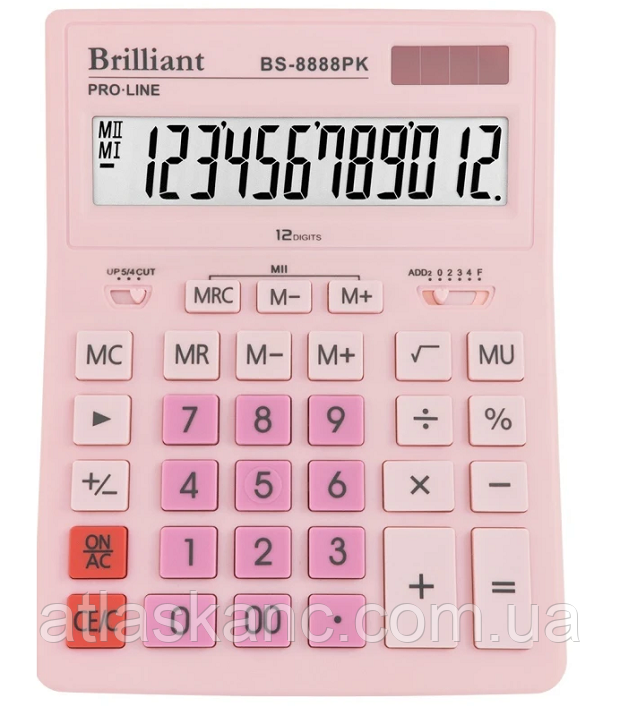 Калькулятор Brilliant BS-8888РК настільний Рожевий 155 х 205 мм