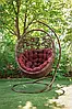 Підвісне крісло-кокон Прованс з м’якою подушкою — елегантне плетене крісло-гойдалка для саду, балкона, дому та тераси, фото 5
