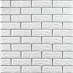 Самоклеюча 3D панель цегла біла смужка срібло 700х770х7мм (100-7) SW-00000754
