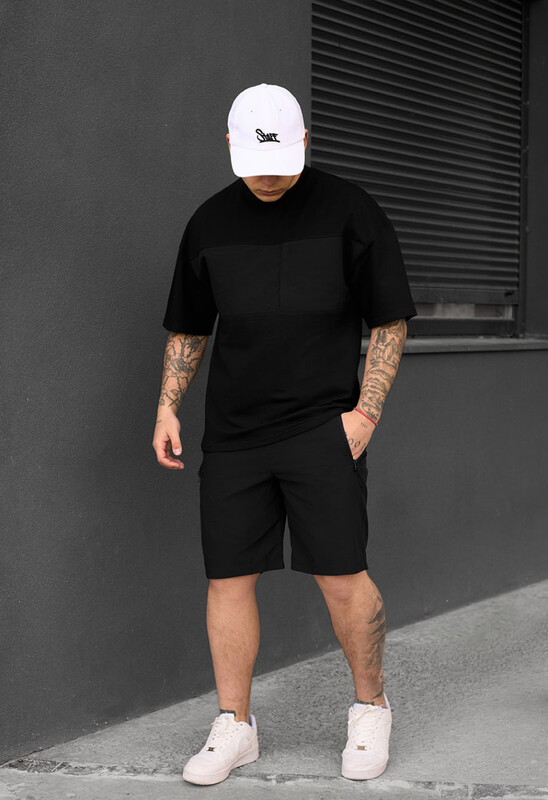 Чорний чоловічий костюм на літо Staff patt black oversize
