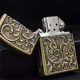 Запальничка газова типу Zippo, подарункове пакування. Об'ємне гравіюванням. Сталевий корпус. Вітрозахисний дизайн., фото 5