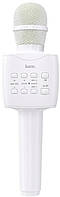 Микрофон с аккумулятором Hoco BK5 беспроводной караоке Bluetooth 5.0 USB TF 1200mAh White