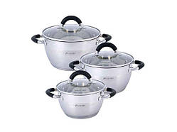 Набір посуду з нерж. сталі 6 пр. (1.8л, 2.5л, 3.5л) 5754 ТМ KAMILLE