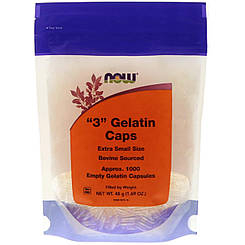 Порожні капсули "3", "3" Gelatin Caps, Now Foods, дуже маленького розміру, 1000 порожніх желатинових капсул (48 г)