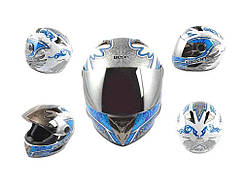 Шолом-інтеграл (mod: B-500) біло-синій, дзеркальний візор DARK ANGEL L ТМ BEON