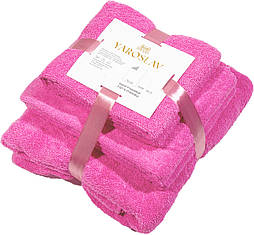 Набір 3шт махрових рушників Яр-400 Ярослав (70х140+50х90+40х70) Рожевий