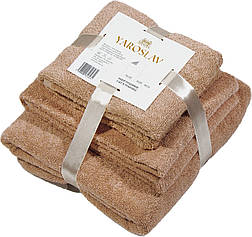 Набір 3шт махрових рушників Яр-400 Ярослав (70х140+50х90+40х70) Бежевий