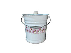 Відро ем. 12л /2 конічне з піддоном та кришкою Магнолія (біла) I1324/2 ТМ IDILIA