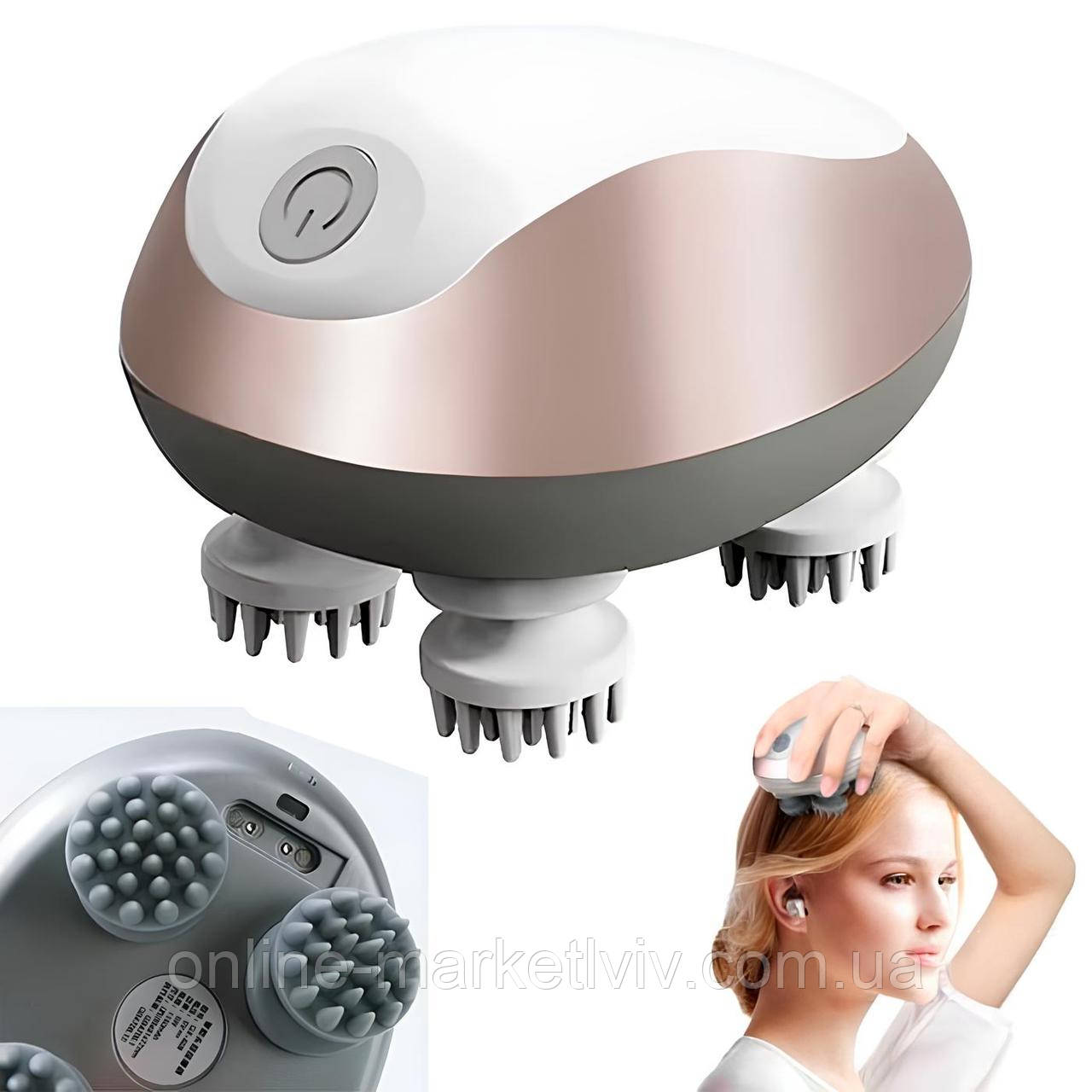Масажер для голови з 4 голівками, від USB, TS-5505 / Електромасажер / Масажер для шкіри голови, фото 1