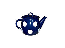 Чайник емальований 1л /4 з полою ручкою на кришці Білий горох (синя) I27071/4 ТМ IDILIA