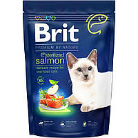 Сухий корм для стерилізованих кішок і котів Brit Premium Sterilized Salmon 1.5 кг