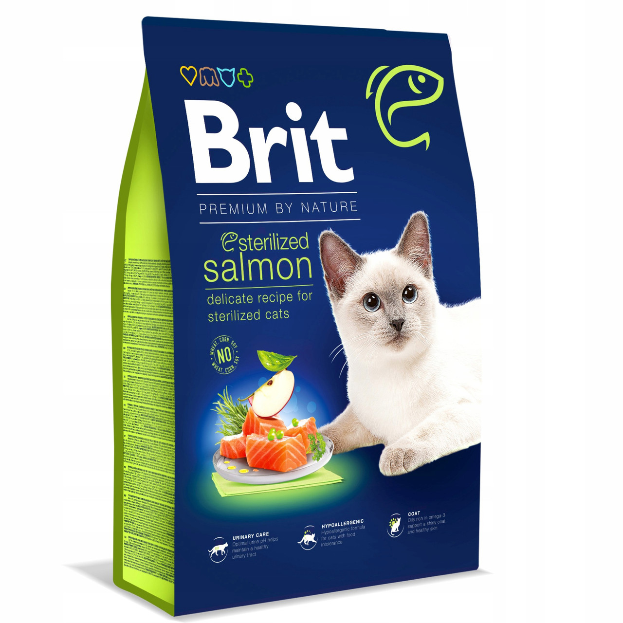Сухий корм для стерилізованих котів і кішок Brit Premium by Nature Cat Sterilized Salmon 8 кг