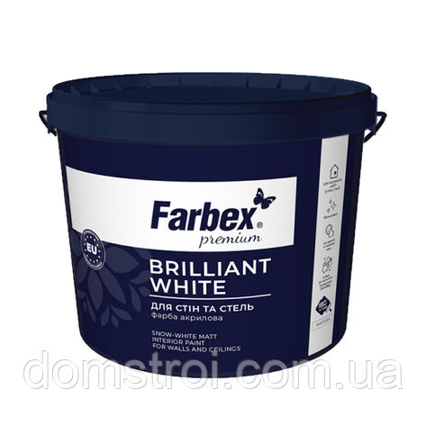 Фарба інтер'єрна акрилова Farbex «Brilliant White» біла матова, фото 1