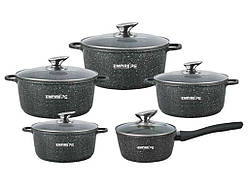 Набір посуду 1/1/1,5/2/4л з антипригарним гранітним покриттям Блек 7337 ТМ EMPIRE