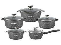 Набір посуду 1/1/1,5/2/4л з антипригарним гранітним покриттям Грей 7333 ТМ EMPIRE