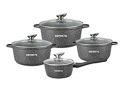 Набір посуду 1/1,5/2/4л з антипригарним гранітним покриттям Грей 7332 ТМ EMPIRE