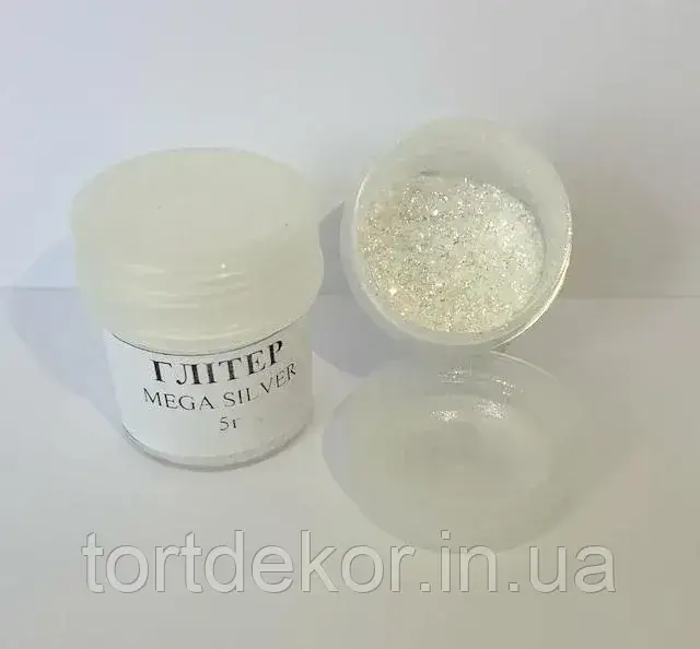 Гліттер Mega Silver, 5г, фото 1