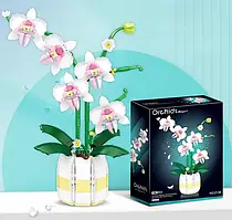 Конструктор 3D квітка Орхідея в горщику Orchirds фігурка міні блоки 616 деталей 24.5x9.6 см