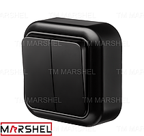 Вимикач двухкл. матовий серія "MAGLEV NEGRO" ТМ "MARSHEL"