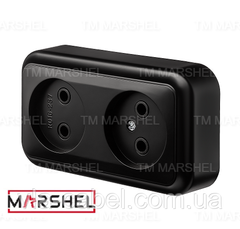 Розетка двомісна матова серія "MAGLEV NEGRO" ТМ "MARSHEL"