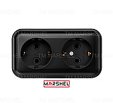 Розетка двомісна матова з заземленням серія "MAGLEV NEGRO" ТМ "MARSHEL", фото 3
