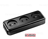 Розетка тримісна матова відкритої установки серія "MAGLEV NEGRO" ТМ "MARSHEL", фото 3