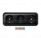 Розетка тримісна матова з заземленням серія "MAGLEV NEGRO" ТМ "MARSHEL", фото 3