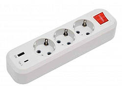 Колодка 3-а з заземленням та вимикачем USBType C 7191 ТМ LUXEL