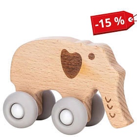 Дерев`яна іграшка FreeON слоник на силіконових колесах
