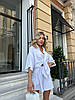 Білий жіночий легкий літній прогулянковий костюм-двійка оверсайз з креп-жатки: Шорти і подовжена Сорочка, фото 5