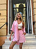 Рожевий жіночий легкий літній прогулянковий костюм-двійка оверсайз з креп-жатки: Шорти і подовжена Сорочка, фото 7
