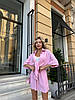 Рожевий жіночий легкий літній прогулянковий костюм-двійка оверсайз з креп-жатки: Шорти і подовжена Сорочка, фото 10