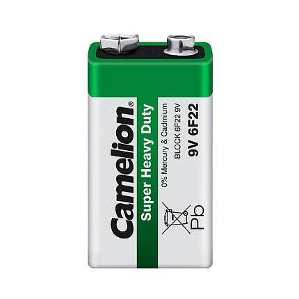 Батарейка Крона Camelion 6F22 9V Super Heavy Duty Green, фото 1