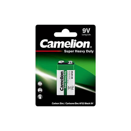 Батарейка Крона Camelion 6F22 9V Super Heavy Duty Green, фото 3