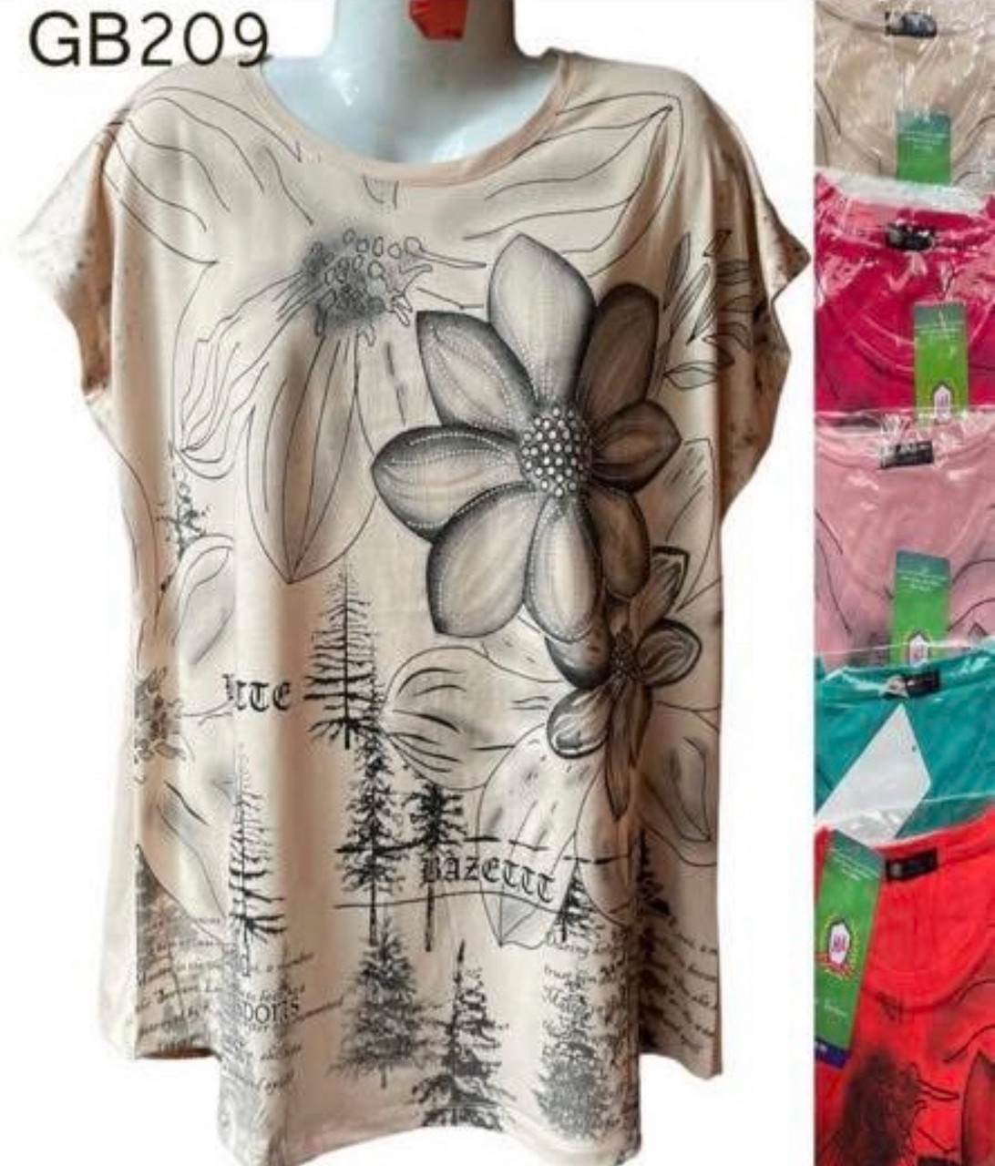 Жіноча футболка  Розмір: 1-3xl 1xl (46-48) 2xl (50-52) 3xl (54-56) Зрістовка: 10 шт пачка, фото 1