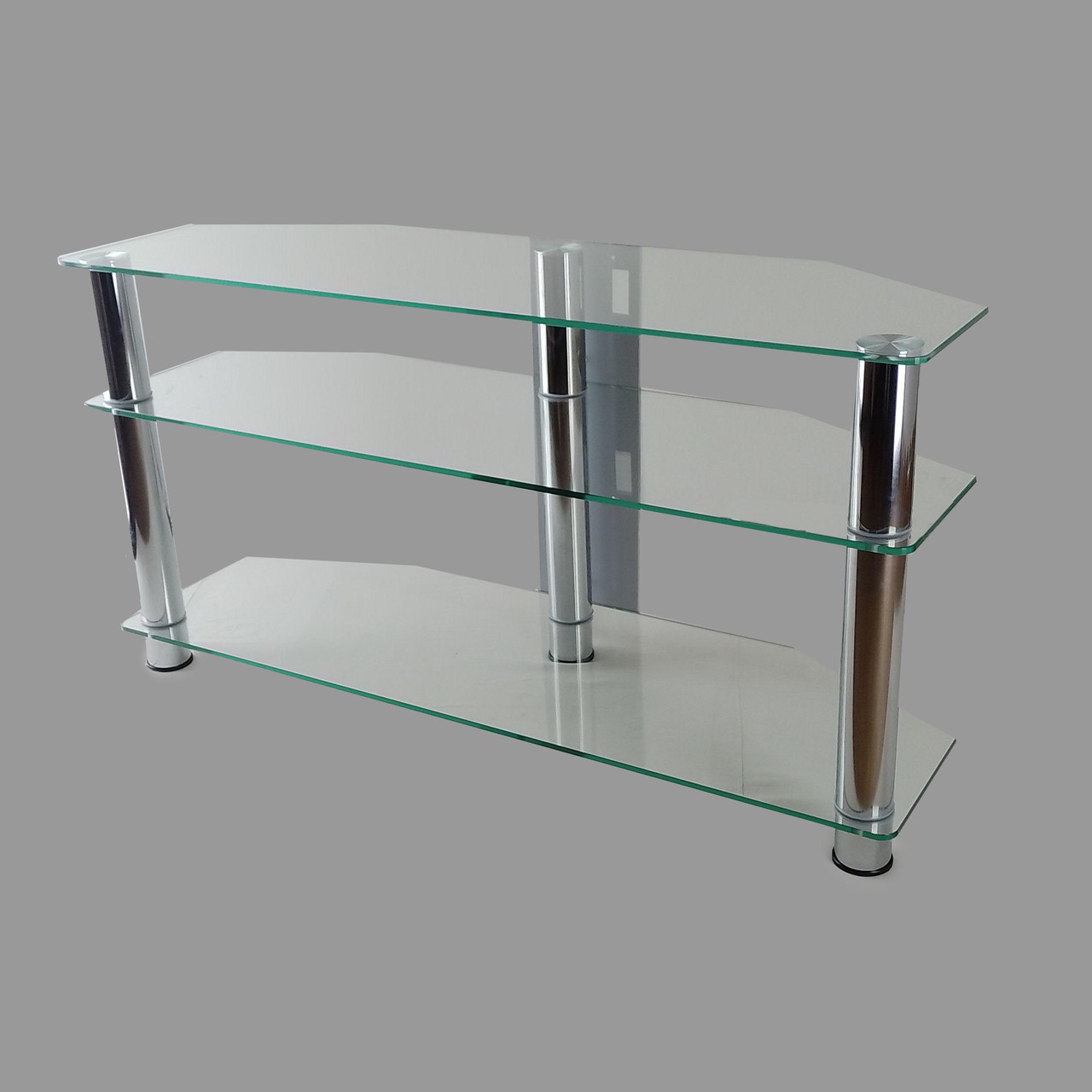 Тумба ТВ зі скла 1100х350х569 Commus Євро new clear Chr прозоре-хром