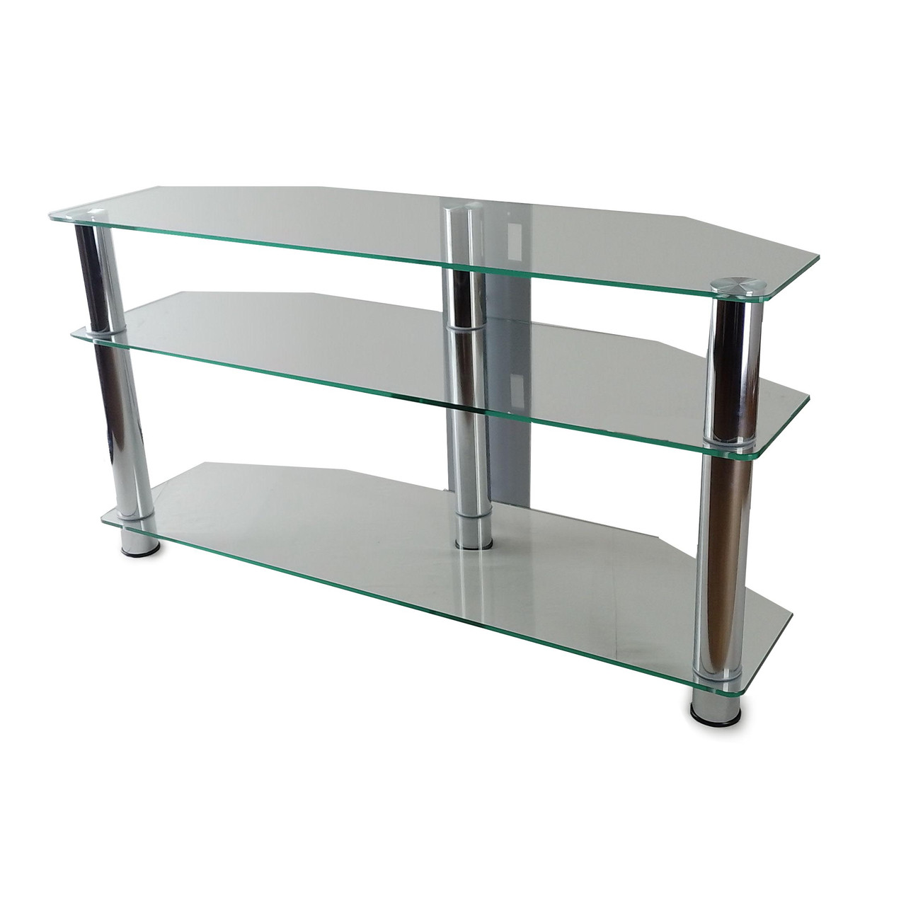 Тумба ТВ зі скла 1100х350х569 Commus Євро new clear Chr прозоре-хром