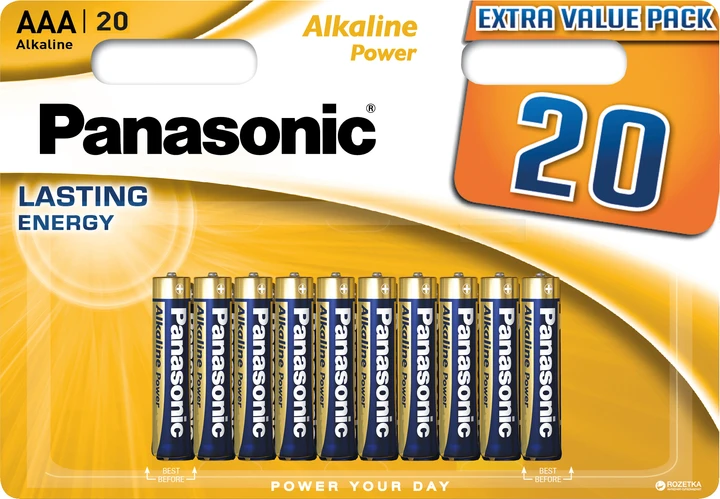 Батарейки Panasonic Alkaline Power лужні AAA блістер, 20 шт (LR03REB/20BW)