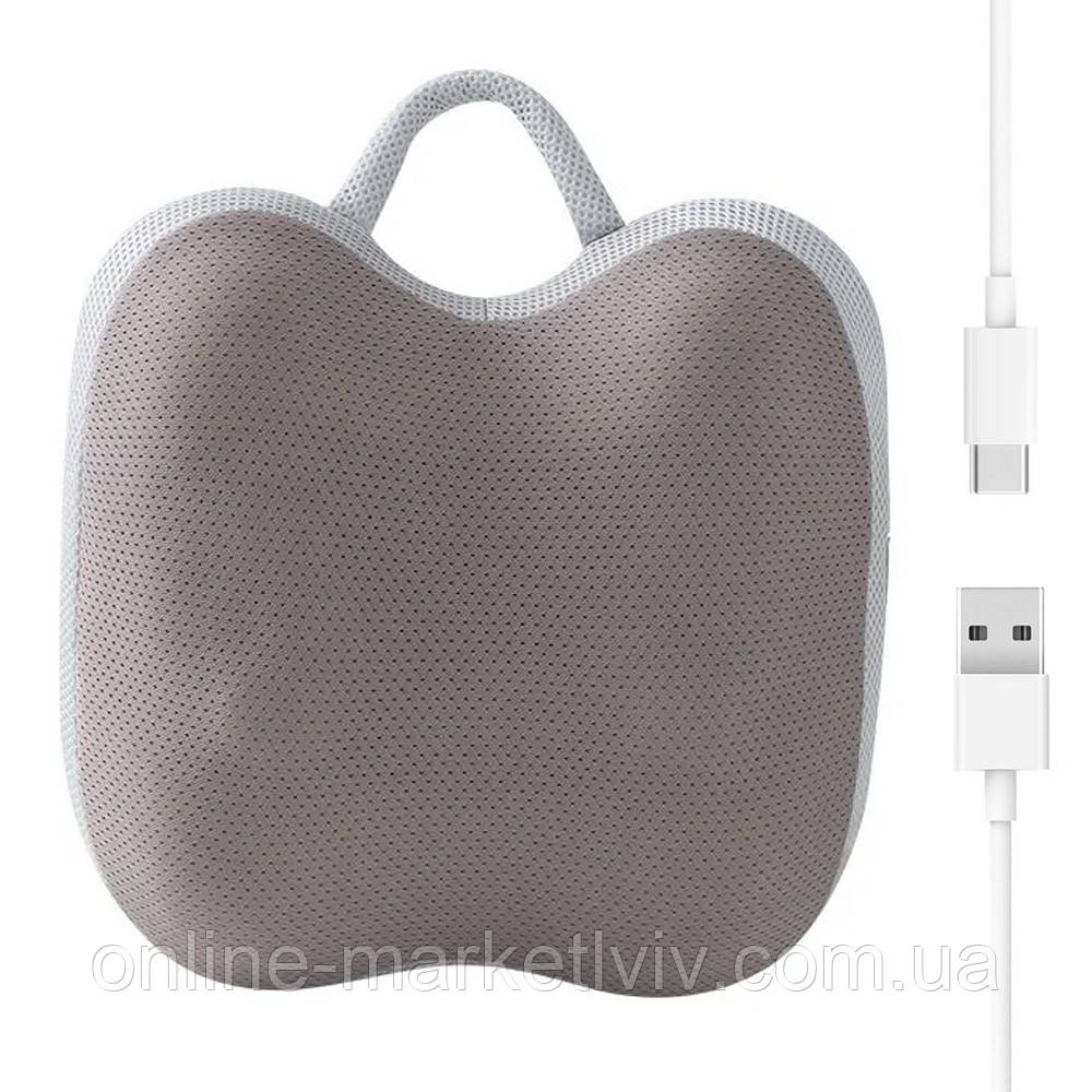 Масажна подушка з підігрівом, від USB, TS-5529 / Електромасажер для спини та шиї / Роликовий масажер, фото 1