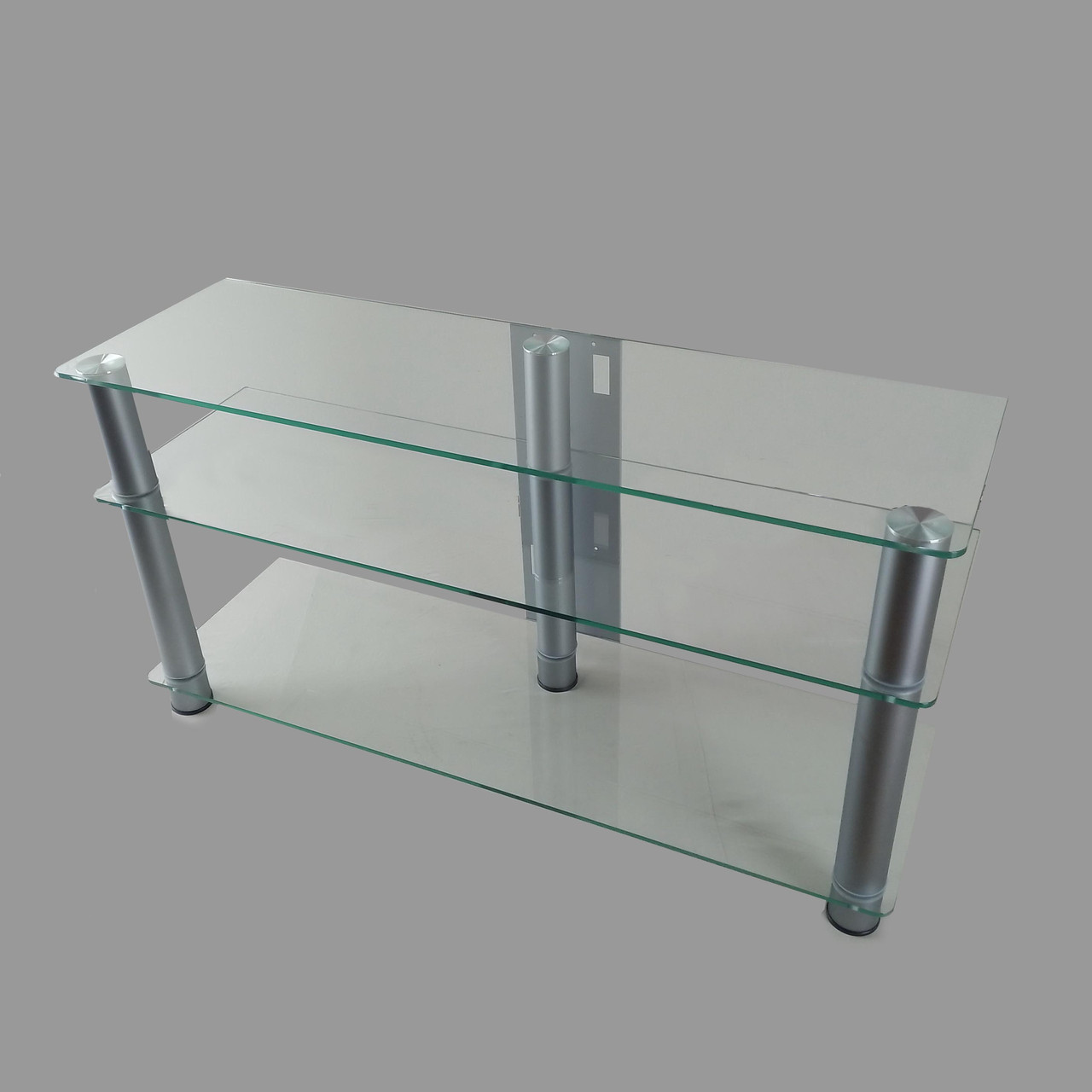 Тумба ТВ зі скла 1100х350х569 Commus Аскет new clear Alm прозоре-алюміній, фото 1