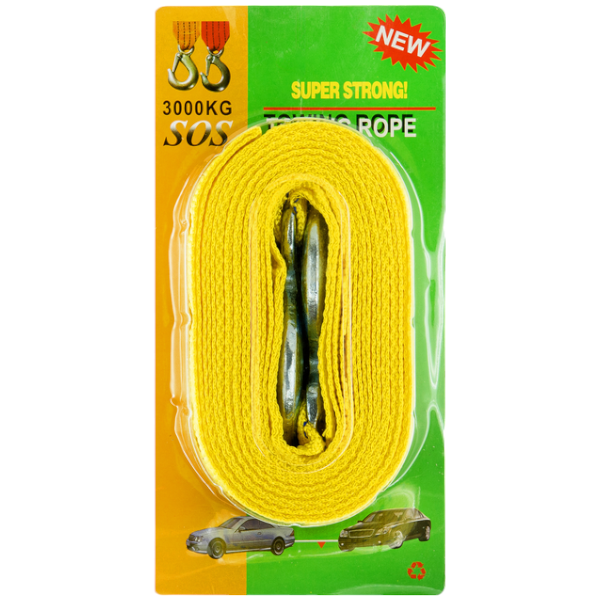 Трос буксирувальний для авто 3000кг, Буксирувальний трос легковий, колір в асортименті