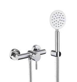 Змішувач для душу SLAT MLT-51001VR сірий метал одноважільний з душовим набором, настінний монтаж