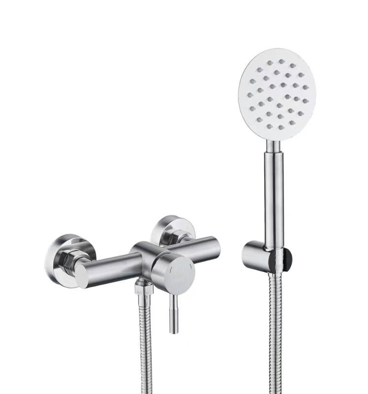 Змішувач для душу SLAT MLT-51001VR сірий метал одноважільний з душовим набором, настінний монтаж, фото 1