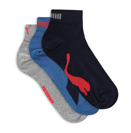 Набір шкарпеток унісекс Puma Sport Unisex Quarter Socks (3 пары) 43-46 Blue/Navy/Grey, фото 1