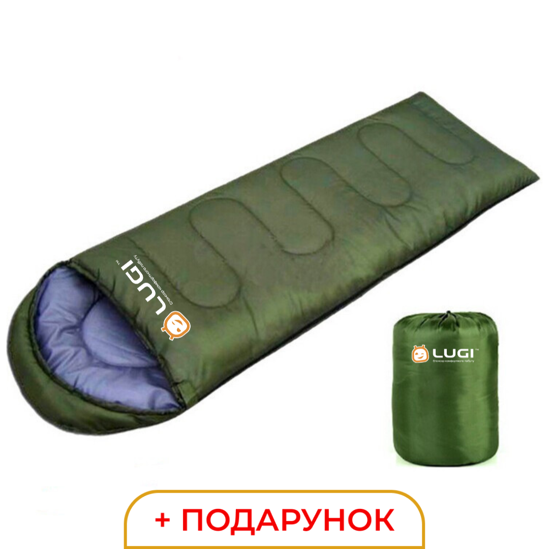 Спальний мішок ковдра з капюшоном туристичний похідний спальник літній легкий для кемпінгу Lugi