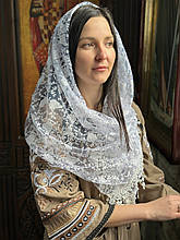 Святковий шарф Вівея листя 170*50 см білий