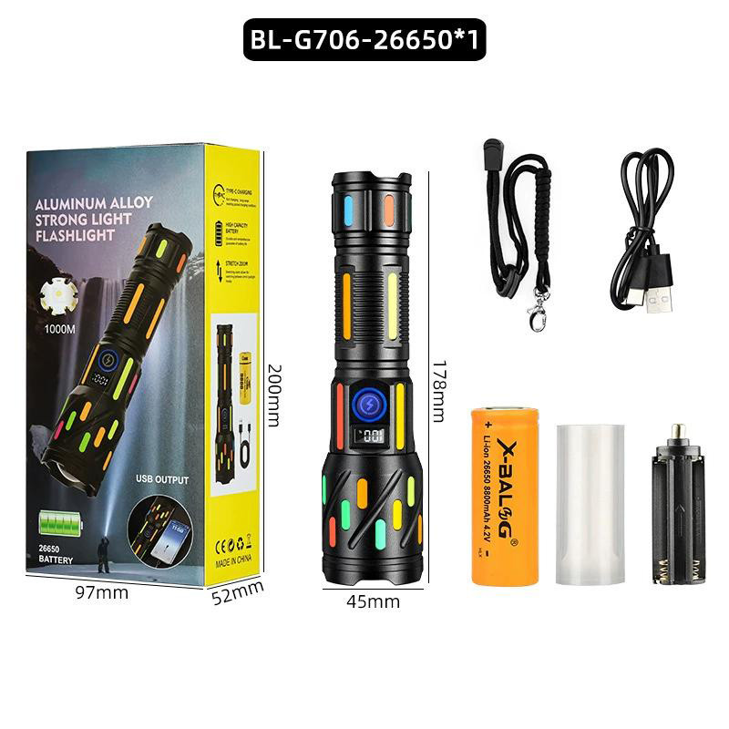 Фонарь NIGHT VISION FLUORESCENCE CB-G706-TG, 1x26650, power bank, ЗУ Type-C, zoom, Box