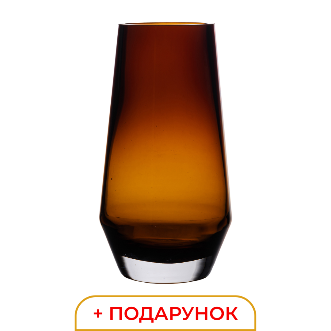 Скляна ваза для квітів 2.2 літра коричнева + подарунок 🎁 • декоративні вази для інтер'єру Lugi