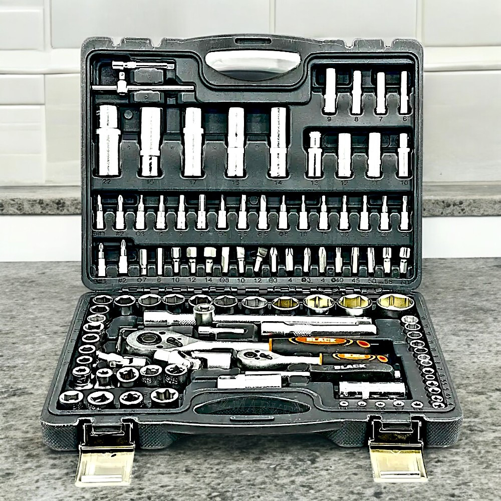 Універсальний набір ключів Black Tools у кейсі Black Tools Набір інструментів 108 шт Великий набір інструментів